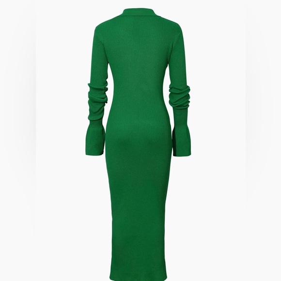 Shell Sleeve Ribbed Buttons Down Maxi Dress - Picture 7 of 8